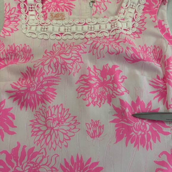 Lovely "The Lilly" Lilly Pulitzer Pink Floral Dress Crochet Detail Vintage Sz 14 - Picture 16 of 16